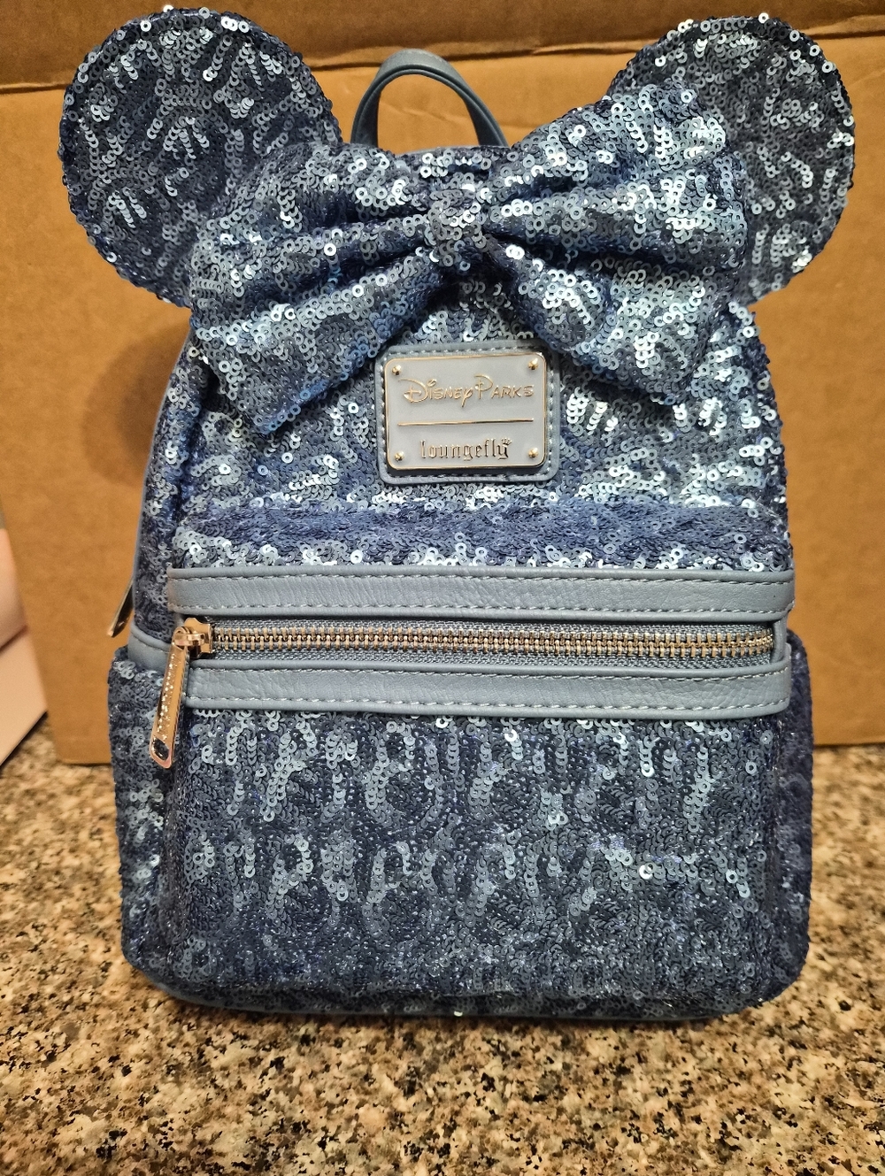 Loungefly Blue Sequin Minnie Ear Mini Backpack